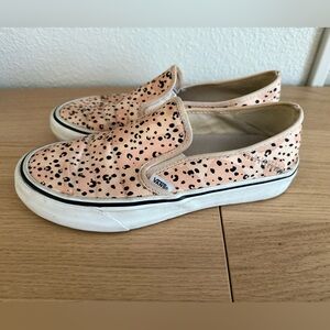 Vans Pink Leopard Print Slip Ons